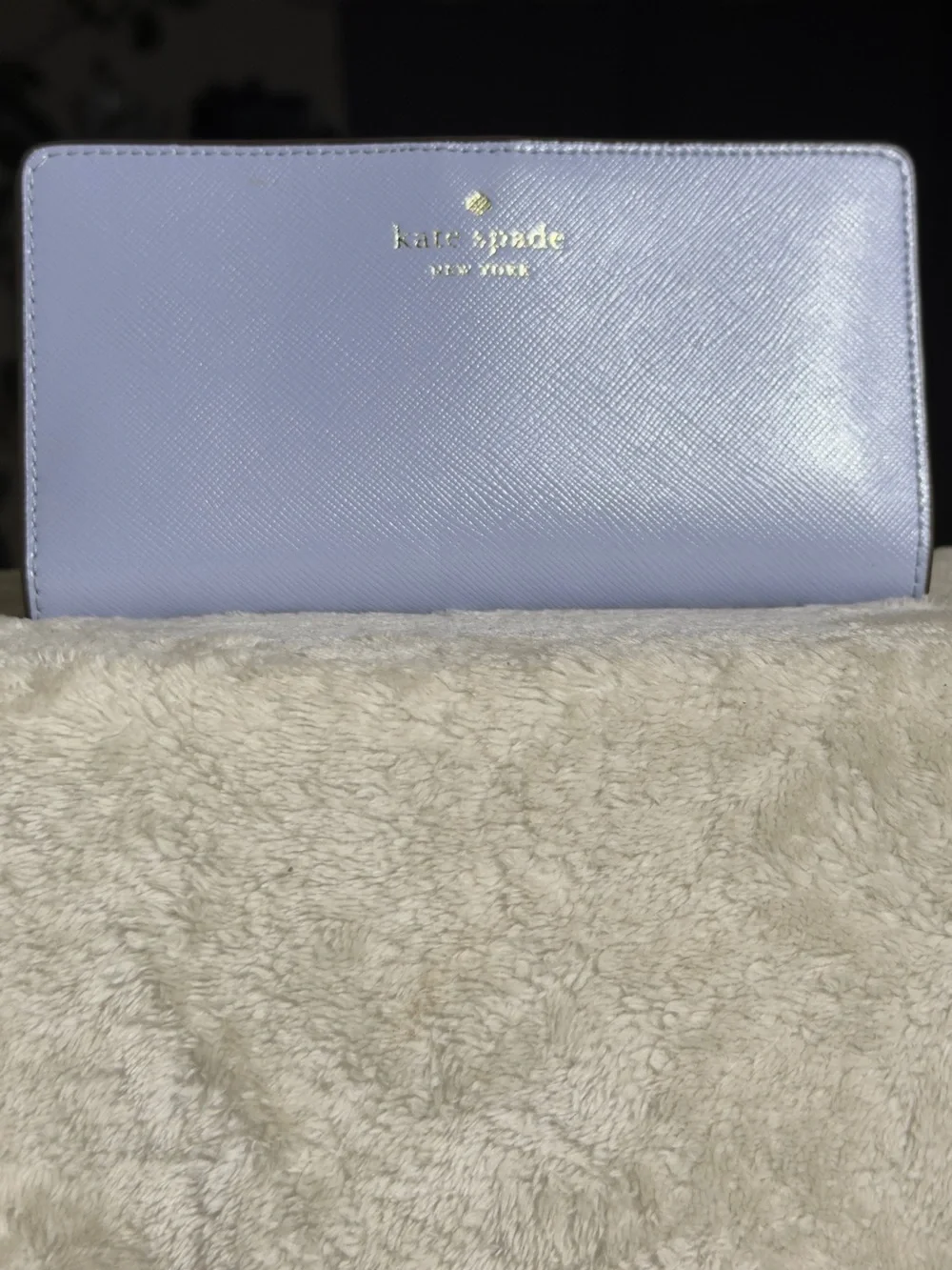Kate Spade Lilac Staci Saffiano Leather Large Slim Bifold Wallet Light Purple